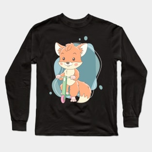 Cute and Smart Cookie Sweet fox riding on a scooter cute baby outfit Long Sleeve T-Shirt